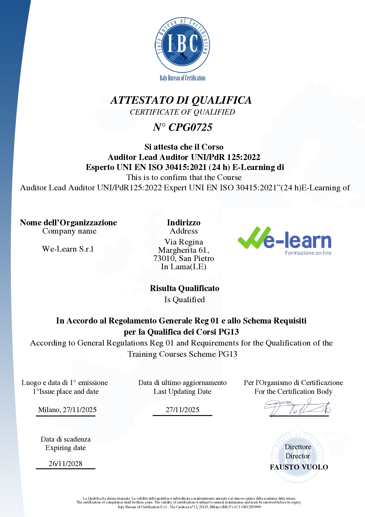 logo Qualifiche dei corsi per Lead Auditor