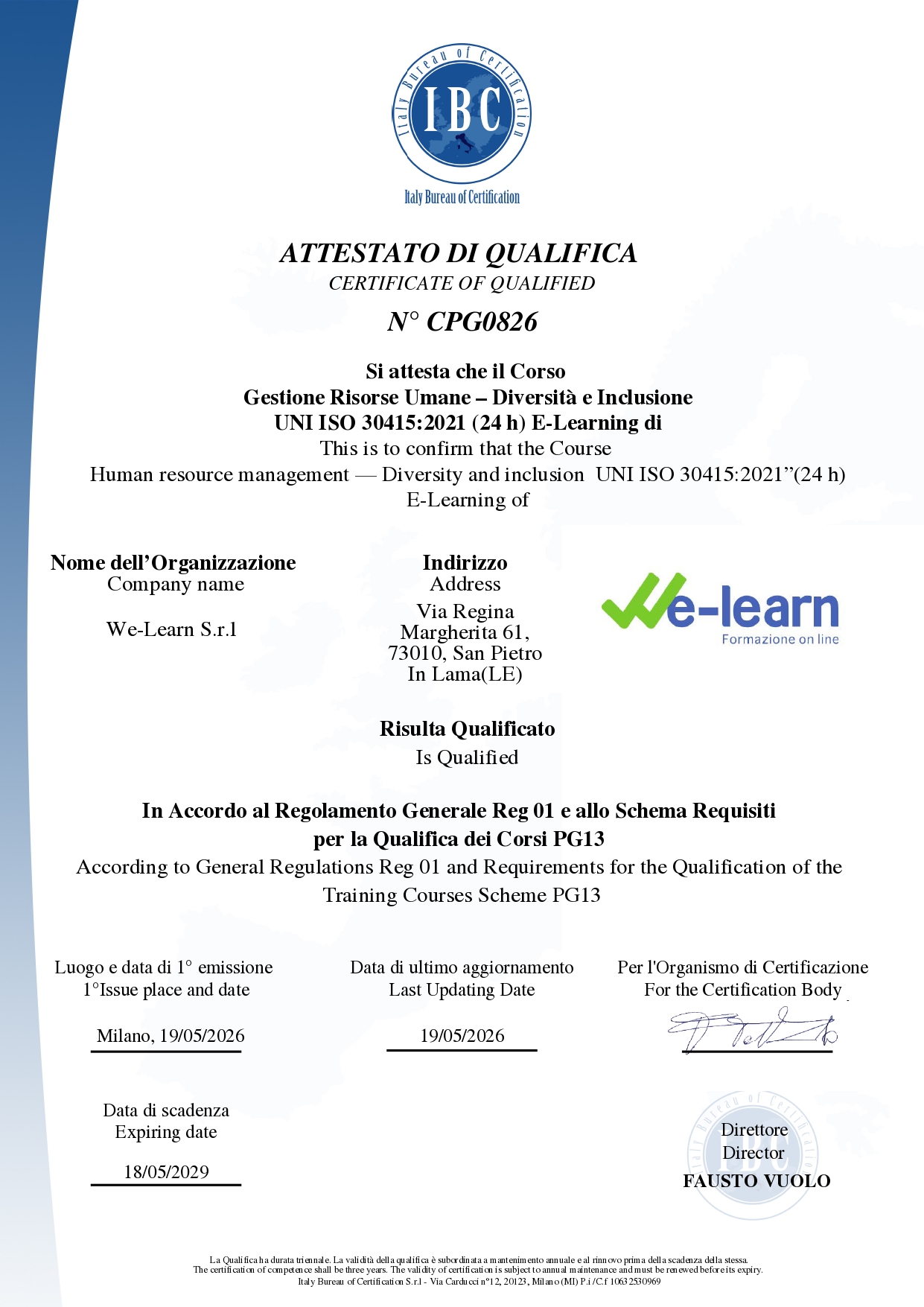 logo Qualifiche dei corsi per Lead Auditor